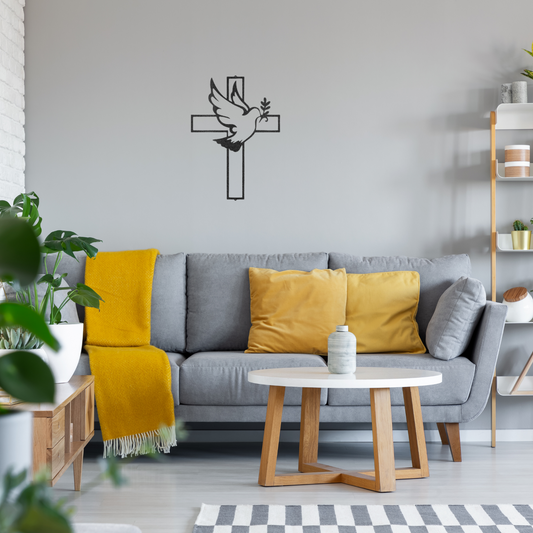 Dove On Cross - Custom Metal Sign - Christian Metal Wall Art, Christian Artwork