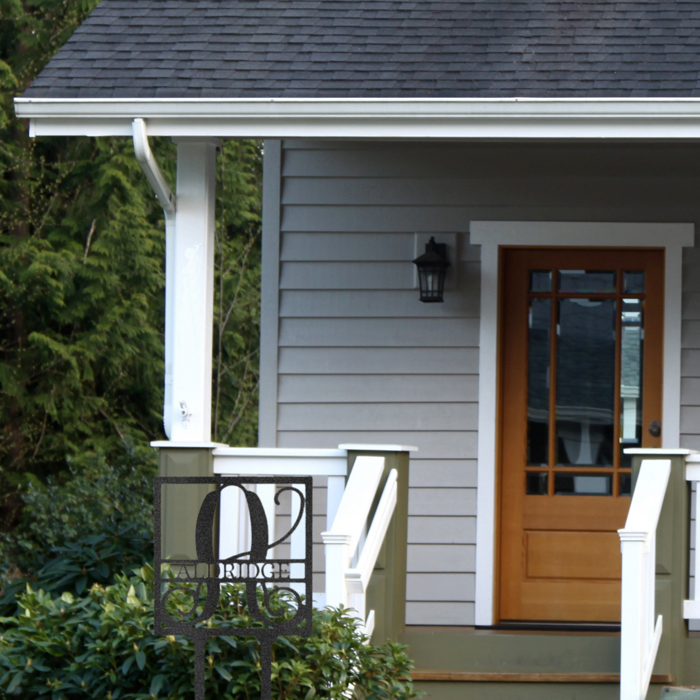 Personalized Family Name Sign Yard Stake, Square Last Name Sign, Initial Sign, Campsite Sign