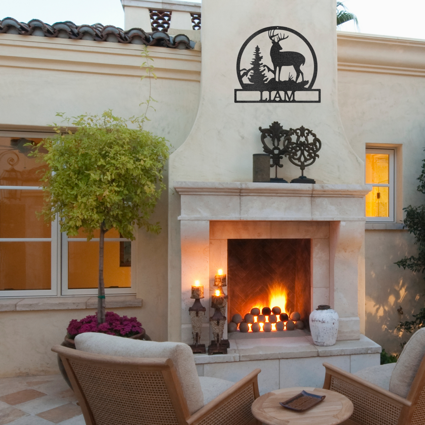 Outdoor Buck Monogram - Laser Cut Metal Sign, Lake House Sign, Cabin Sign, Hunting Decor