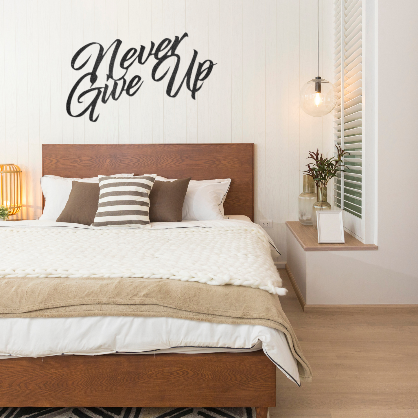 "Never Give Up" - Custom Metal Sign - Inspirational Quote