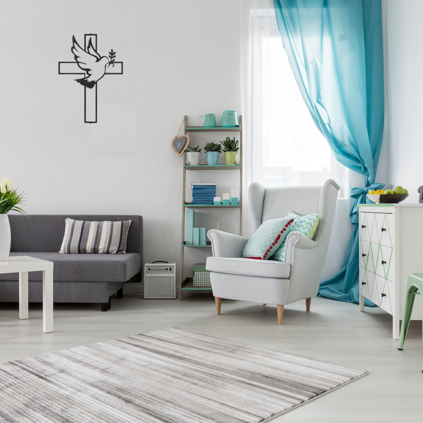 Dove On Cross - Custom Metal Sign - Christian Metal Wall Art, Christian Artwork