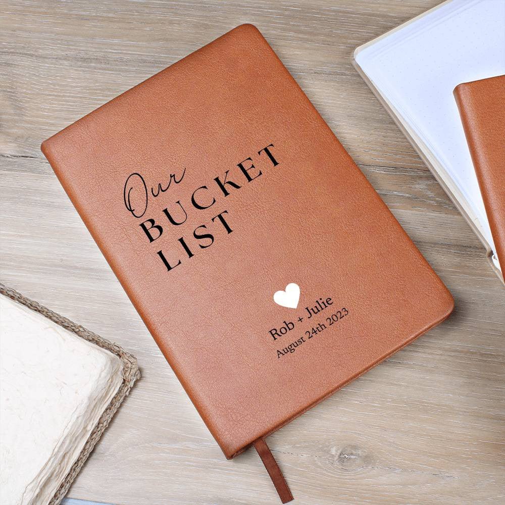 Our Bucket List - Custom Leather Journal - Love Notebook - Liliana and Liam