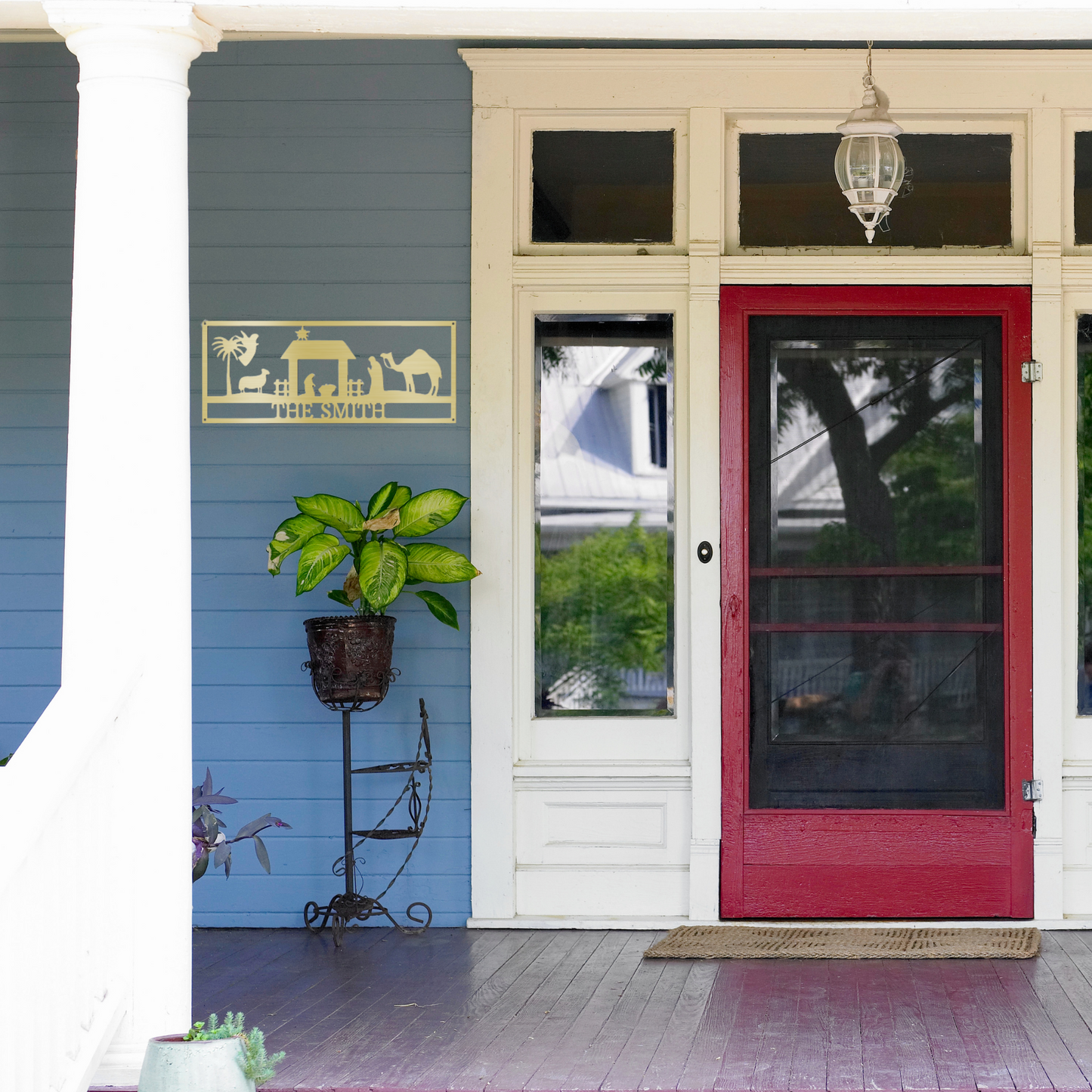 Nativity Monogram - Custom Metal Sign - Christmas Decor, Christian Metal Wall Art, Christian Artwork