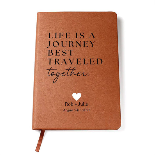 Personalized Leather Journal - Best Traveled Together - Custom Leather Notebook For The One You Love - Wedding or Anniversary Gift - Love Letters, Memory Book