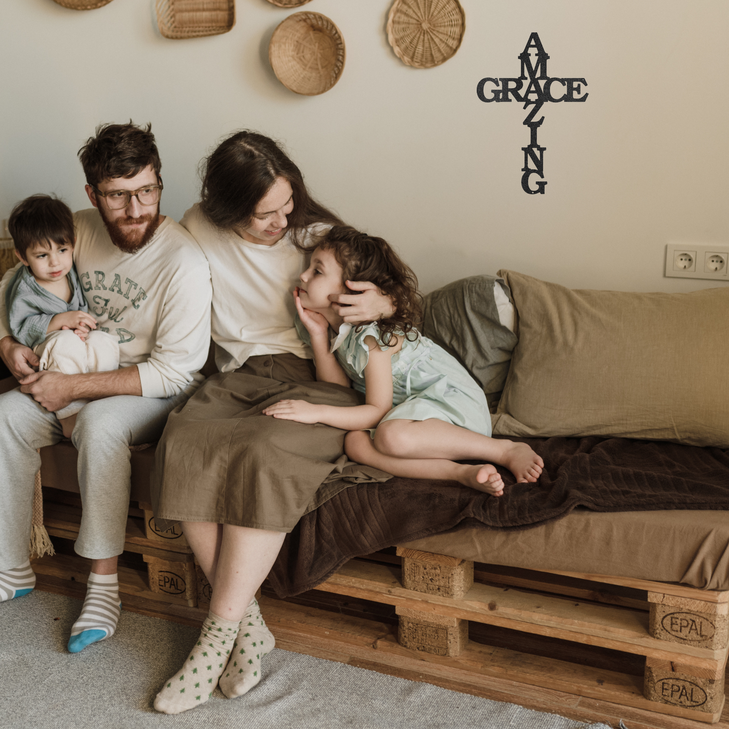 Amazing Grace Cross - Custom Metal Sign - Christian Metal Wall Art, Christian Artwork