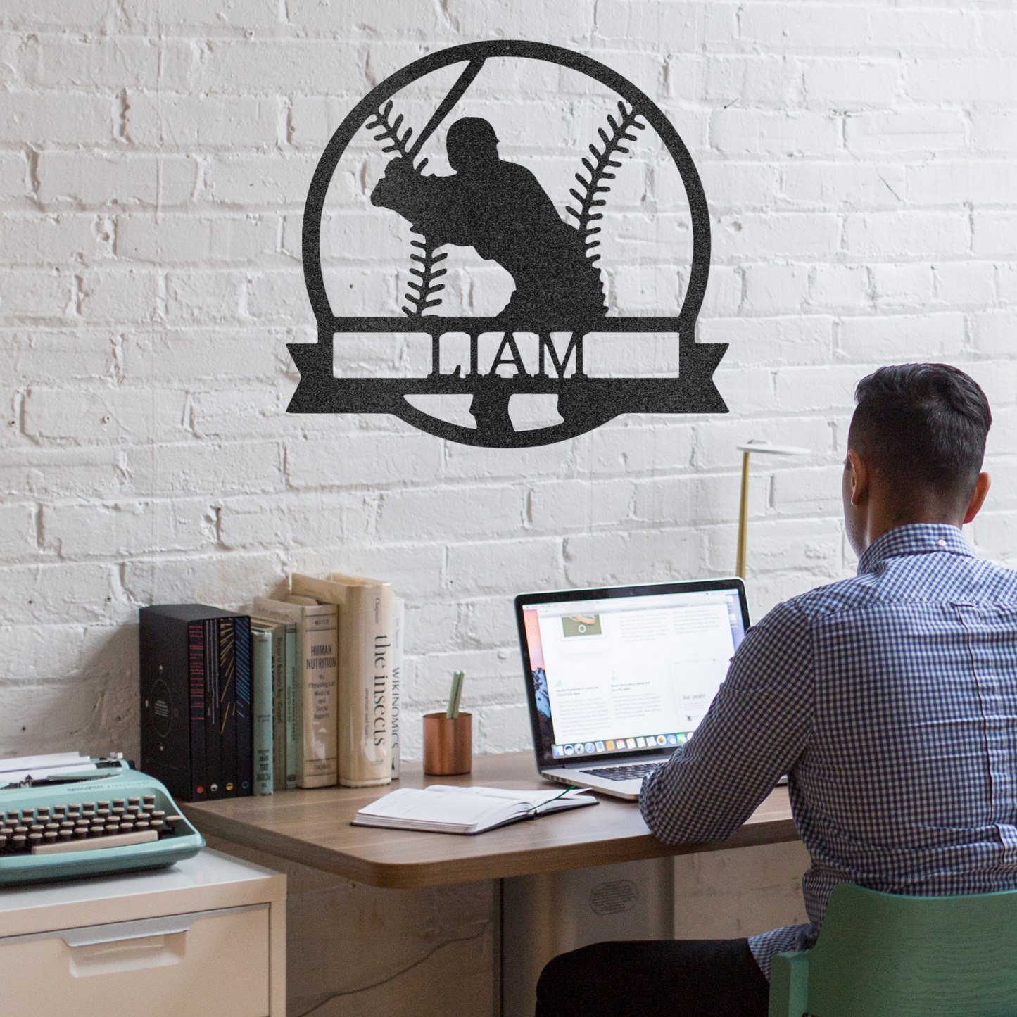 Players Silhouette - Custom Metal Baseball Sign - Playroom Sign, Gift for Baseball Player