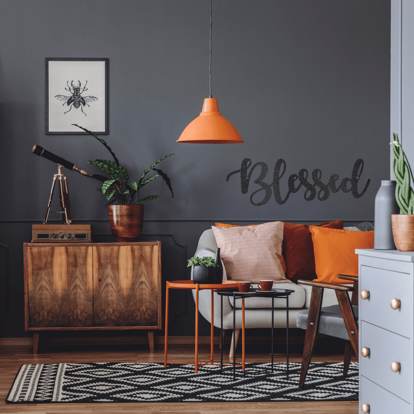 "Blessed" Script, Custom Metal Word Sign, Rustic Metal Sign, Farmhouse Decor, Housewarming Gift, Metal Wall Art, Christian Word Art