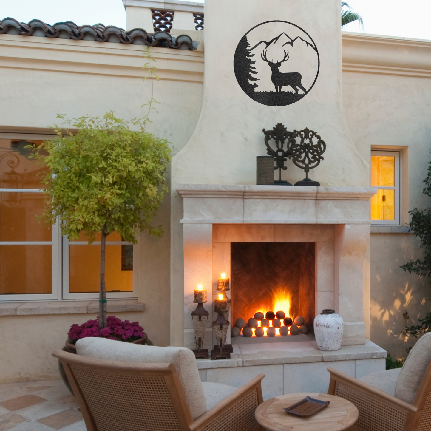 Buck in Mountains - Metal Cabin Sign, Deer Wall Decor, Metal Wall Art, Lodge Decor, House Sign, Cabin Sign