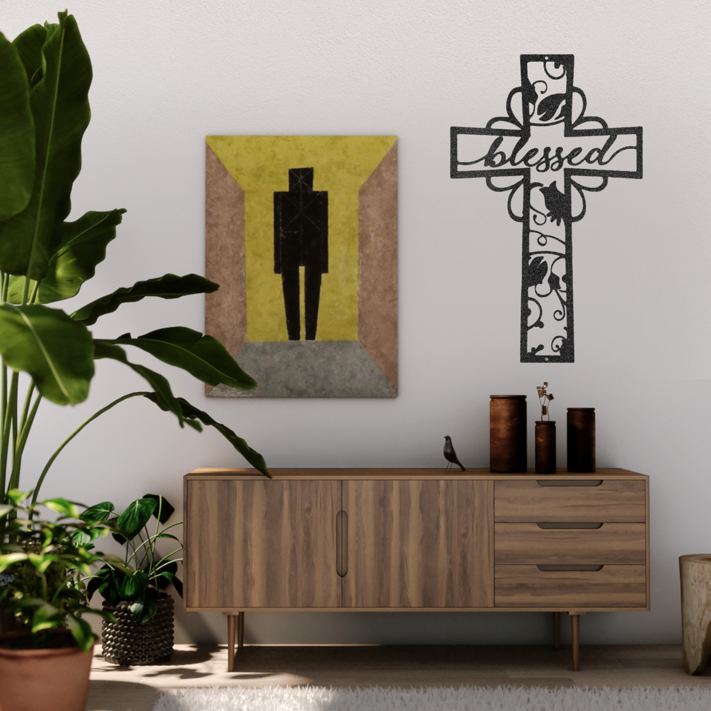 Blessed Cross - Custom Metal Sign - Christian Metal Wall Art, Christian Artwork