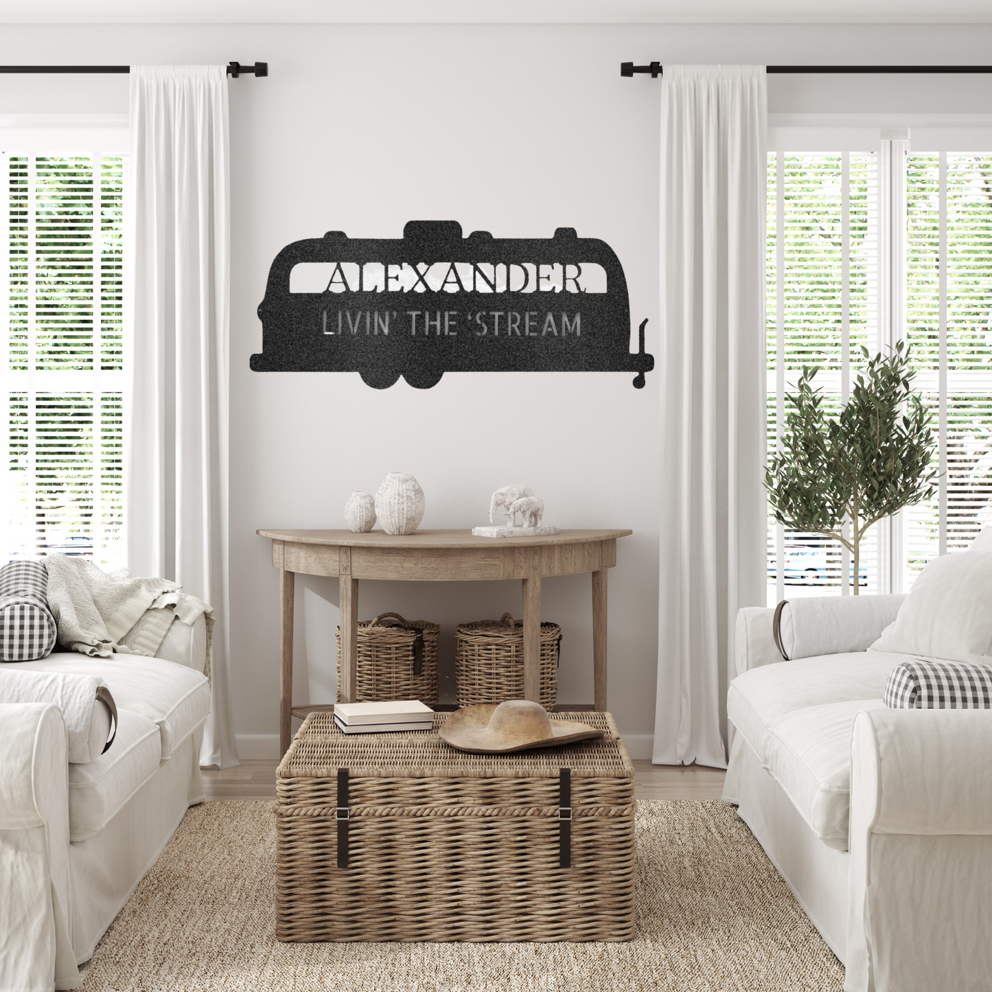 Camper Airstream Monogram Metal Sign, RV Sign, Camper Sign, Campsite Flag, RV Flag Hanging, RV Hanging Sign, Personalized RV Sign