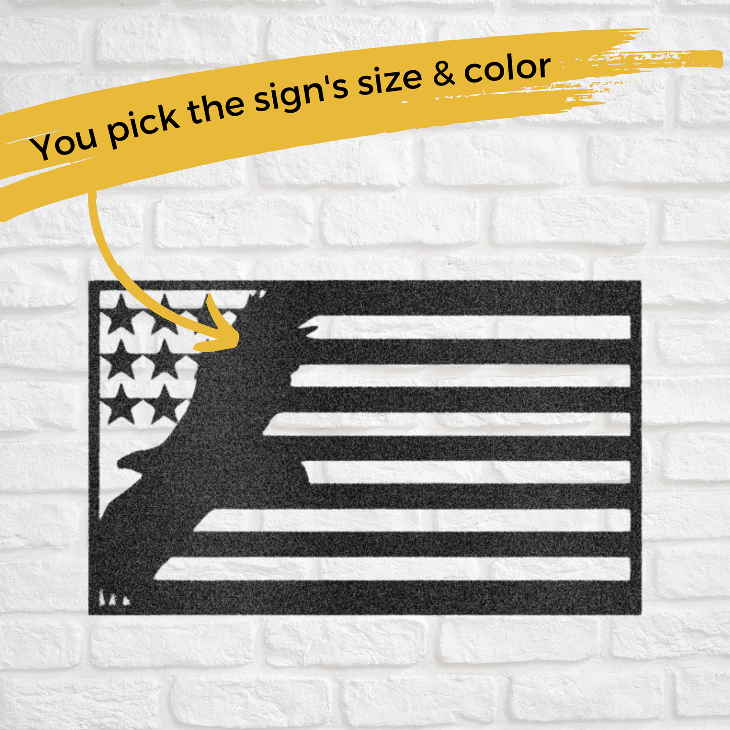 American Flag with Soaring Eagle - Custom Metal Wall Art - Patriotic Decoration - USA, Patriotic Sign, 4th of July Wreath