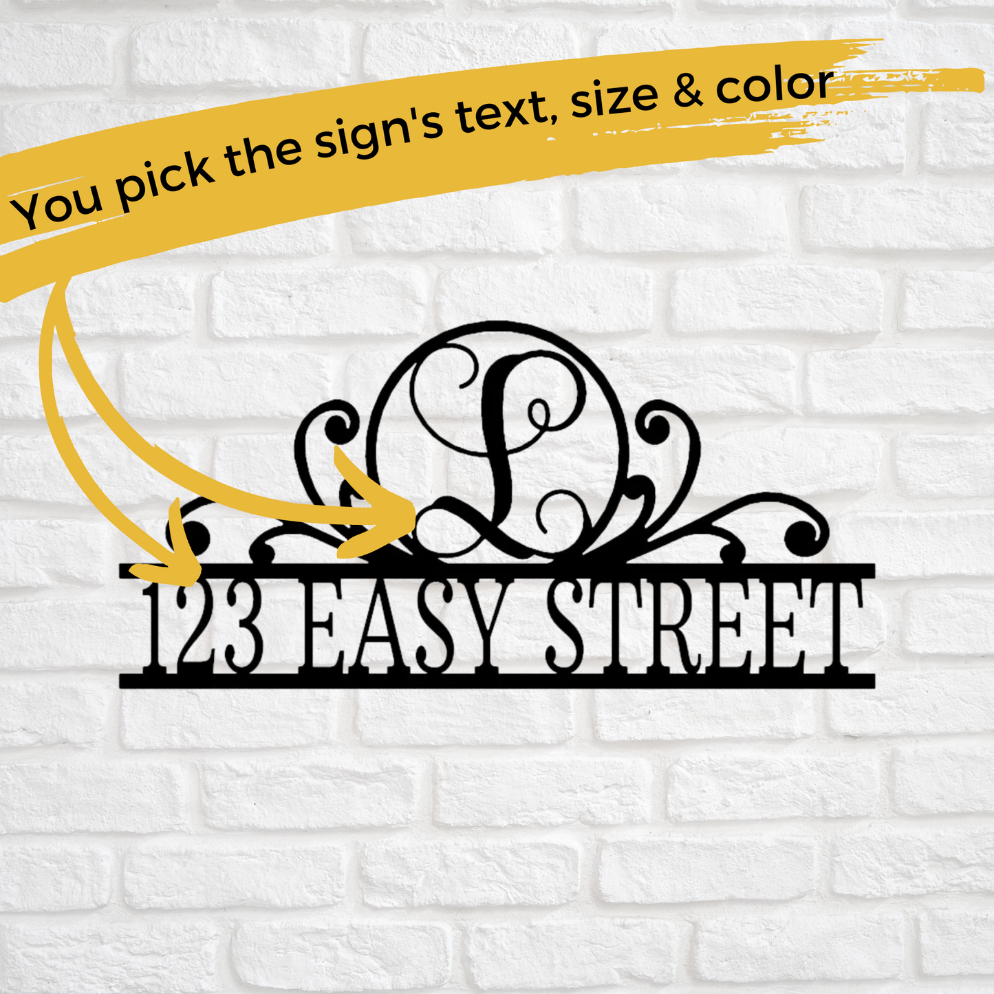 Personalized Metal Address Sign, Small Initial, Street Address Sign, Street Name Sign, Great Gift for Newlyweds or New Homeowners, Custom Porch Sign