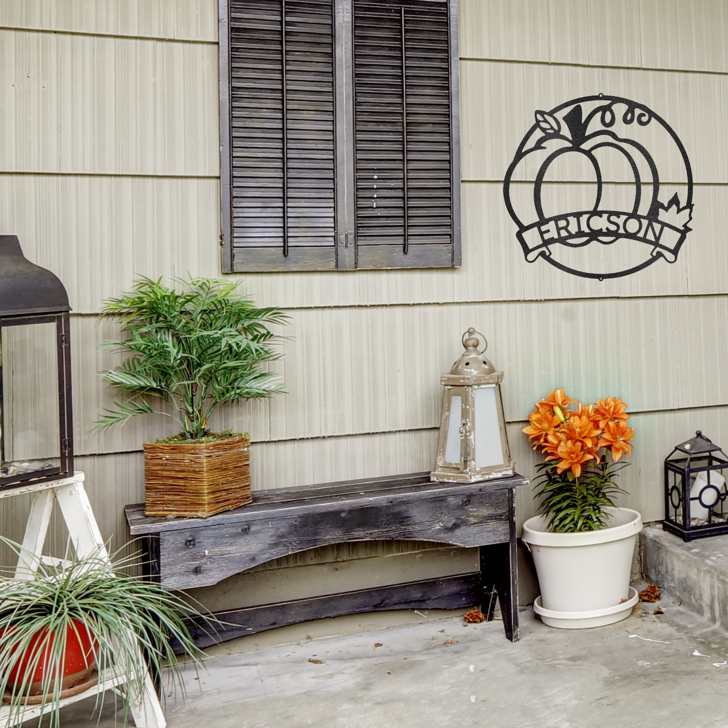 Personalized Metal Pumpkin Sign, Fall Harvest Decor, Pumpkin Monogram, Fall Door Hanger, Custom Name Sign, Harvest Decor