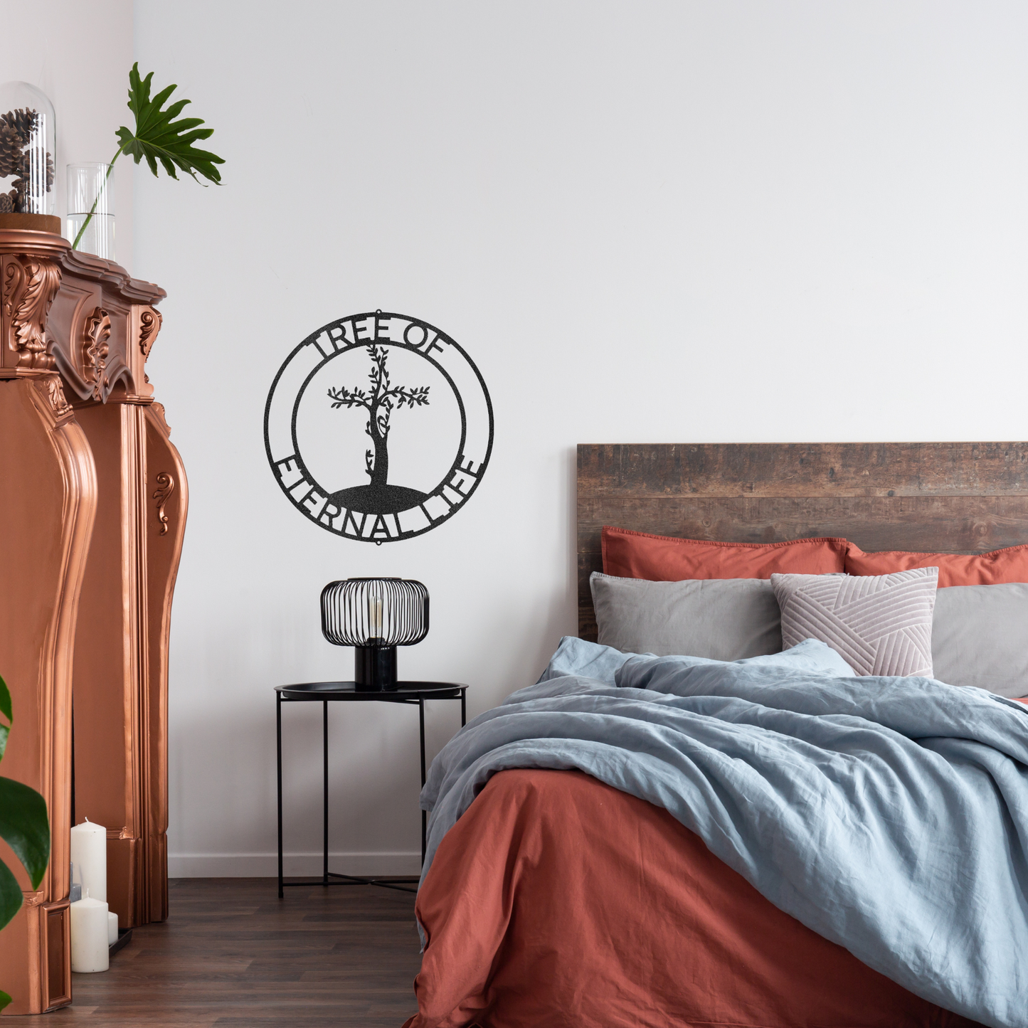 Cross Tree Monogram - Custom Metal Sign - Christian Metal Wall Art, Christian Artwork