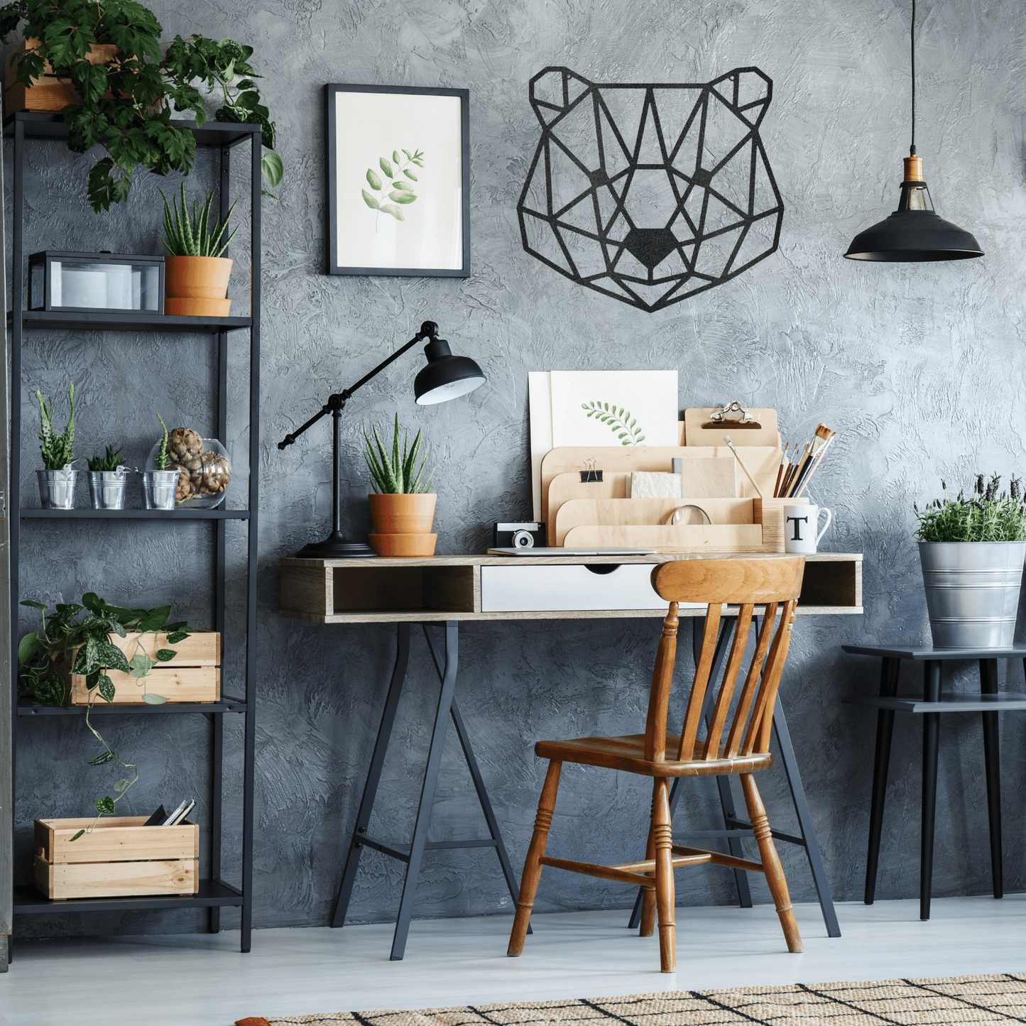 Custom Geometric Bear Sign, Metal Wall Art, Kids Room Decor, Home Decor, Metal Wall Decoration, Farmhouse Decor, Rustic Decor, Nursery Wall Hanger