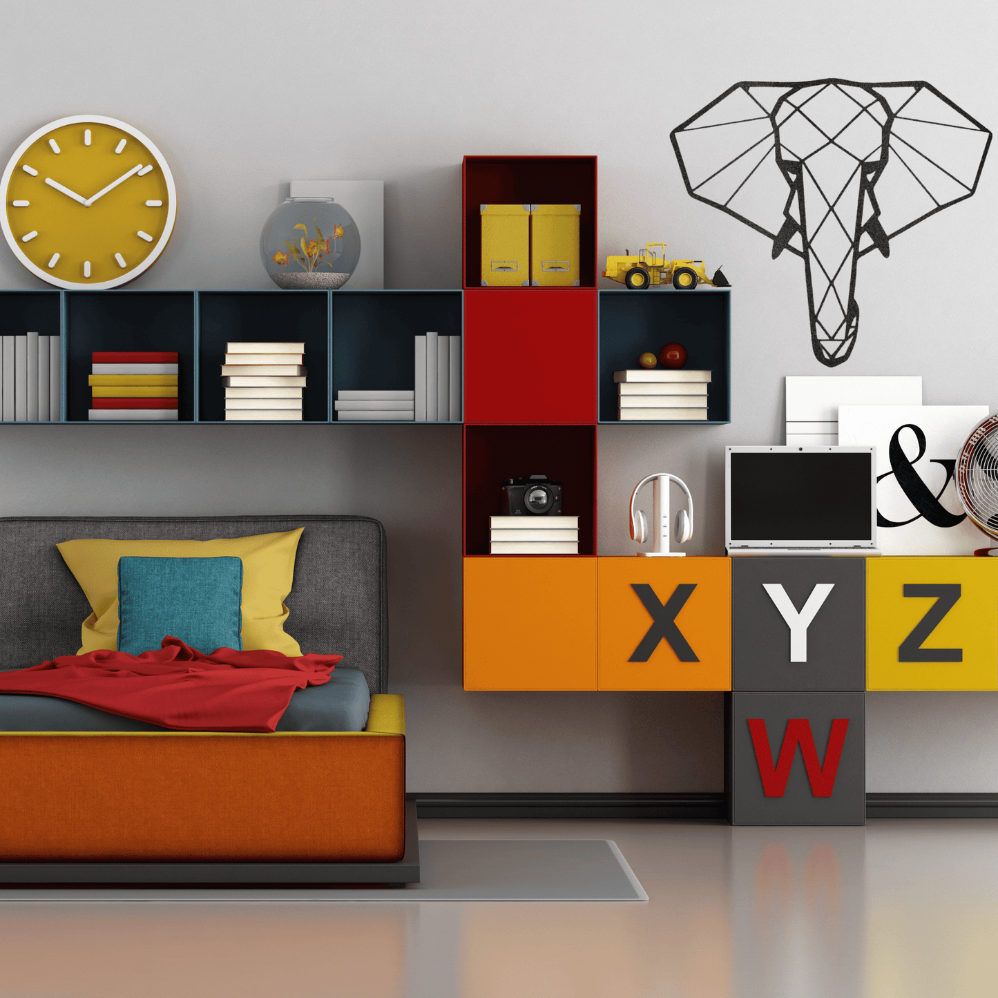 Custom Geometric Elephant Sign, Metal Wall Art, Kids Room Decor, Home Decor, Metal Wall Decoration, Farmhouse Decor, Rustic Decor, Nursery Wall Hanger