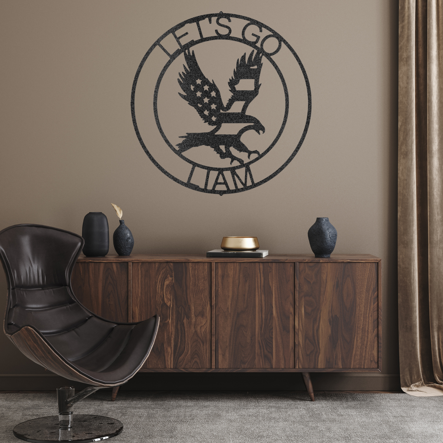 Soaring Eagle Ring Monogram - Custom Metal Wall Art - Patriotic Decoration, Patriotic Sign, 4th of July Wreath