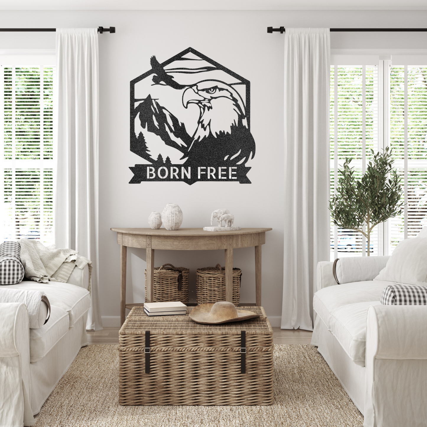 Bald Eagle Monogram - Custom Metal Wall Art - Patriotic Decoration, Patriotic Sign, 4th of July Wreath