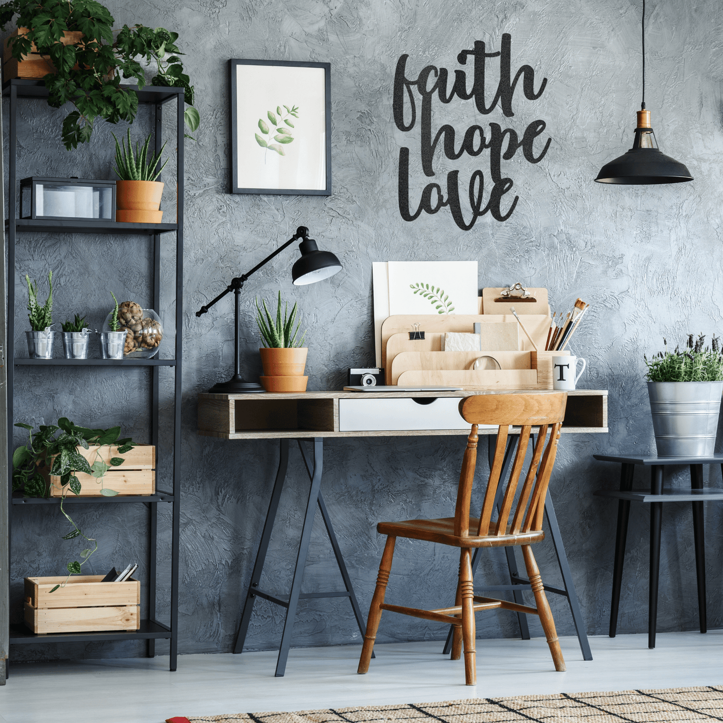 Faith Hope Love - Custom Metal Sign - Christian Metal Wall Art, Christian Artwork