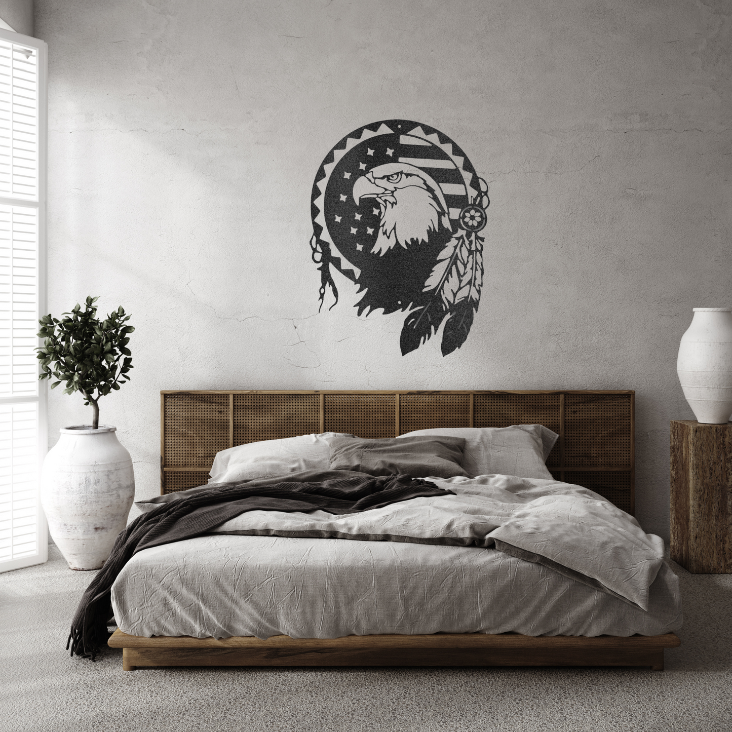 Native American Eagle - Giant Dream Catcher - Custom Metal Wall Art, Above Bed Decor, Above Bed Art,