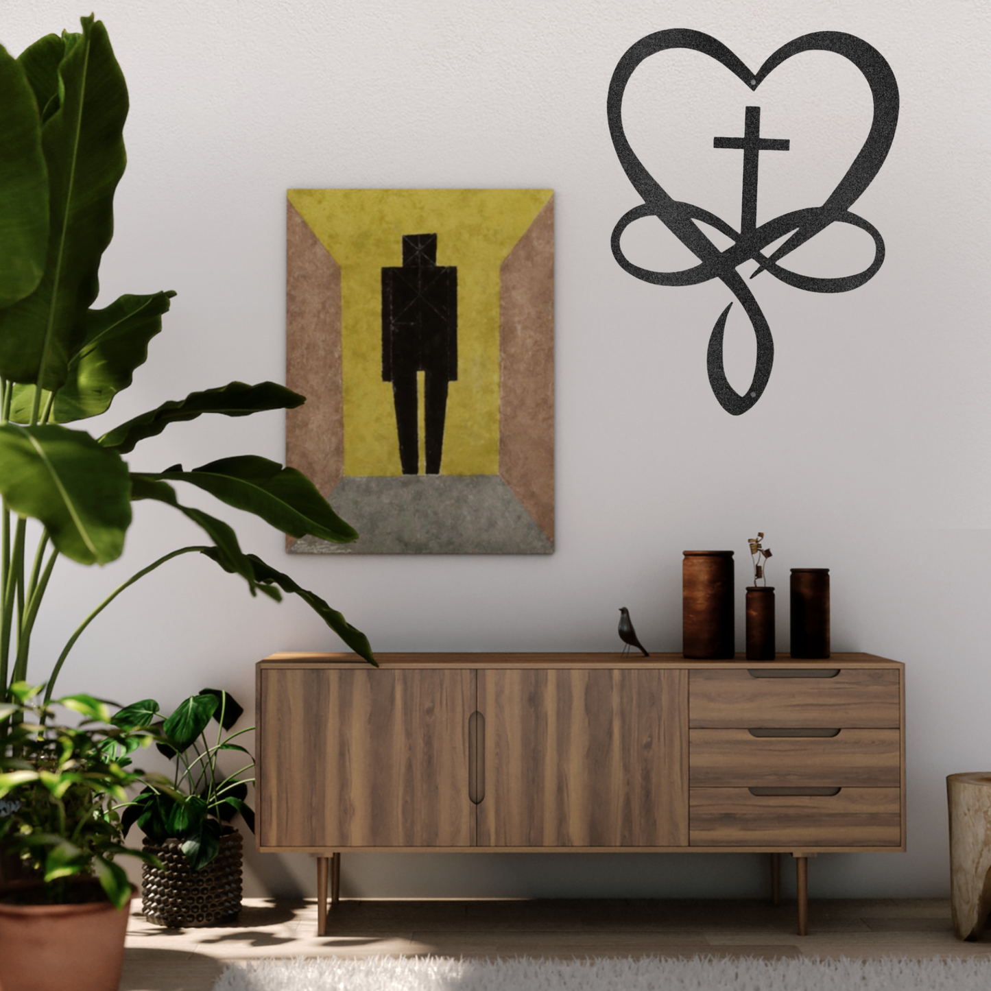 Gods Infinite Love - Heart and Cross - Laser Cut Metal Sign - Christian Metal Wall Art, Christian Artwork