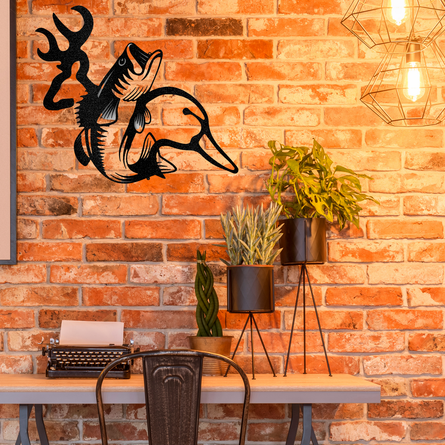 Buck, Fish, and Duck Monogram Sign - Custom Hunting Metal Sign - Lakehouse Decor, Lake House Sign, Cabin Sign, Duck Hunting