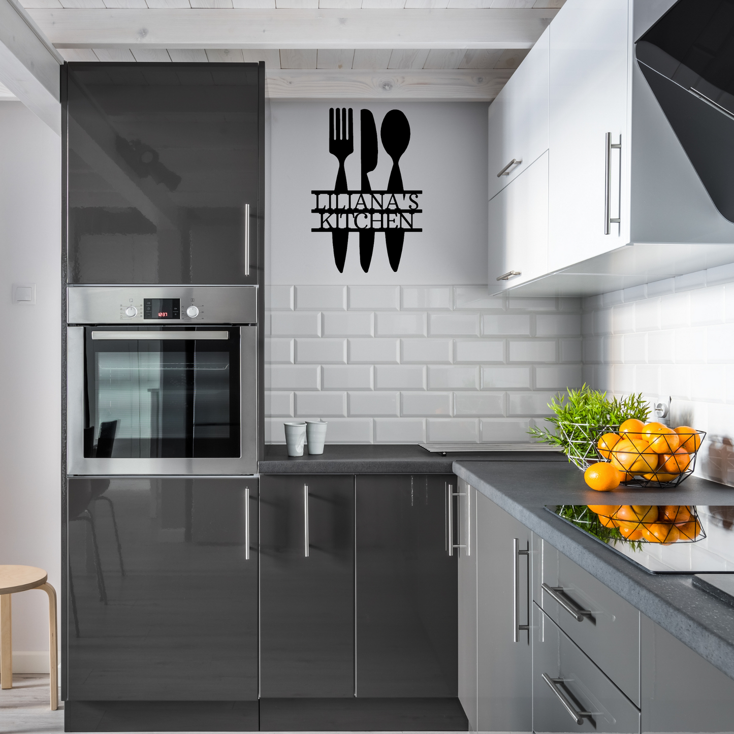 Personalized Kitchen Utensil Monogram, Kitchen Art, Personalized Kitchen Sign, Metal Kitchen Sign, Kitchen Decor, Metal Sign for Kitchen