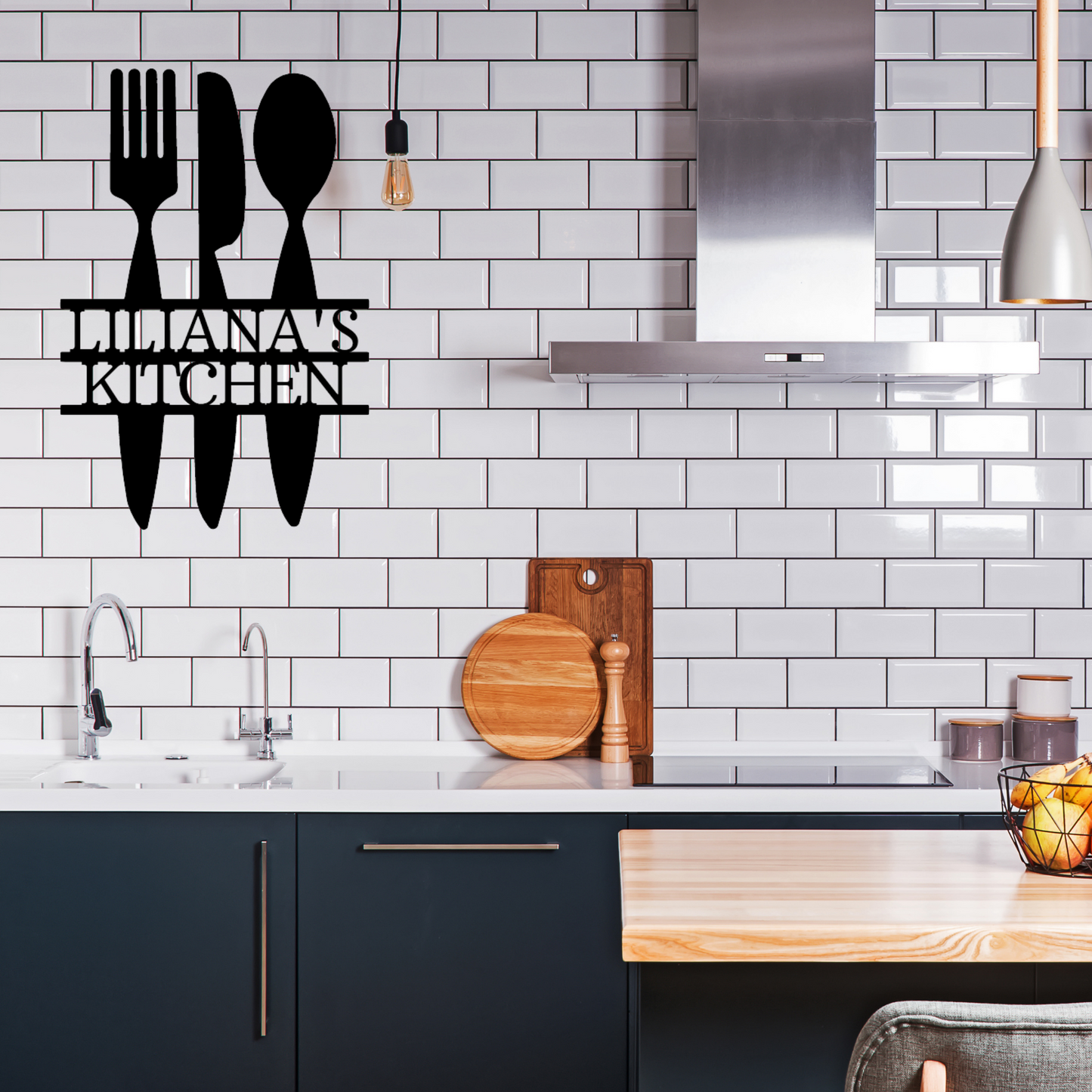 Personalized Kitchen Utensil Monogram, Kitchen Art, Personalized Kitchen Sign, Metal Kitchen Sign, Kitchen Decor, Metal Sign for Kitchen