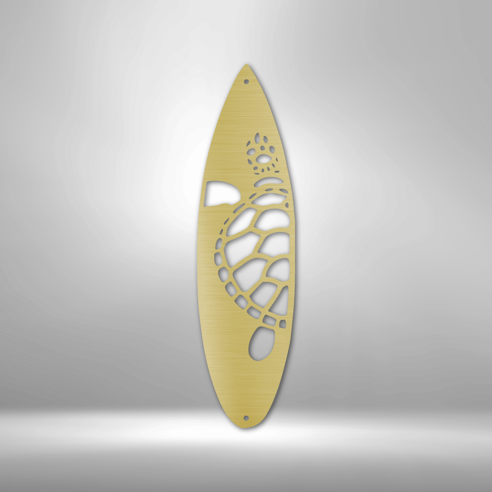 Surfboard with Sea Turtle - Custom Metal Sign