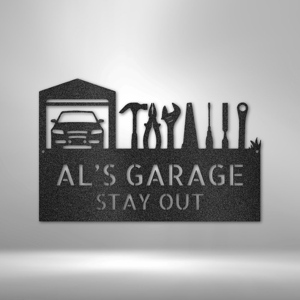 Garage Sign - Personalized Metal Sign - Garage and Tools - Gift for Dad, Gift for Mechanic, Gift for Mr. Fix It, Shop Sign, Father's Day