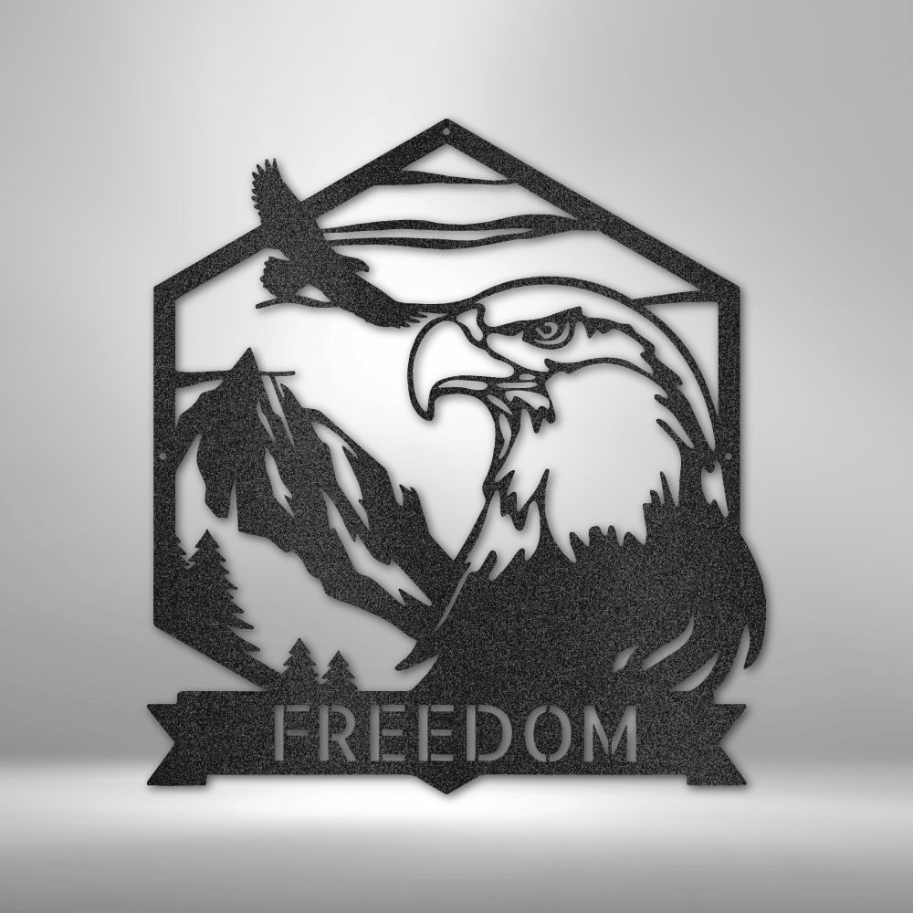 Bald Eagle Monogram - Custom Metal Wall Art - Patriotic Decoration, Patriotic Sign, 4th of July Wreath