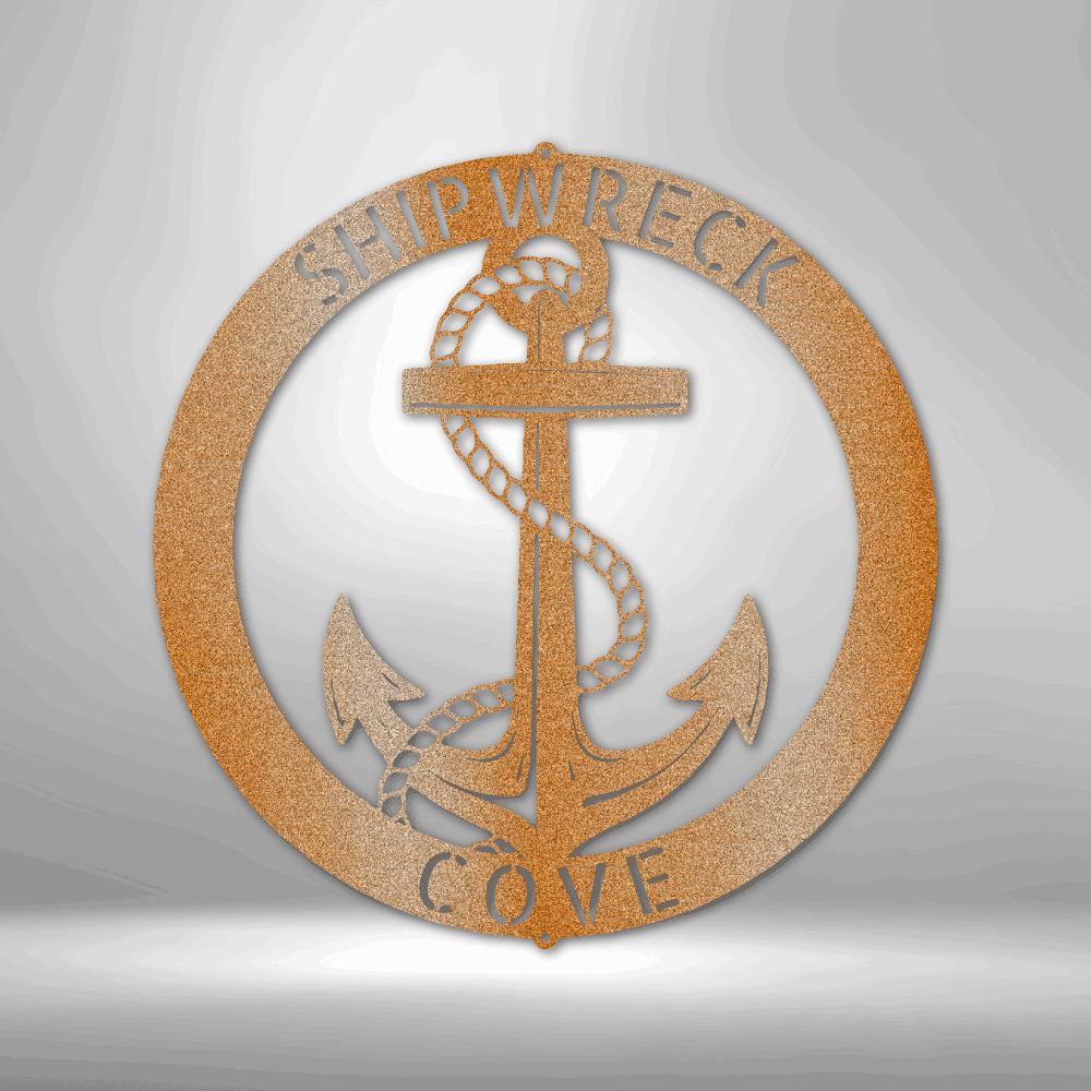 Anchor Sign - Personalized Metal Sign - Solid Custom Text Ring Monogram