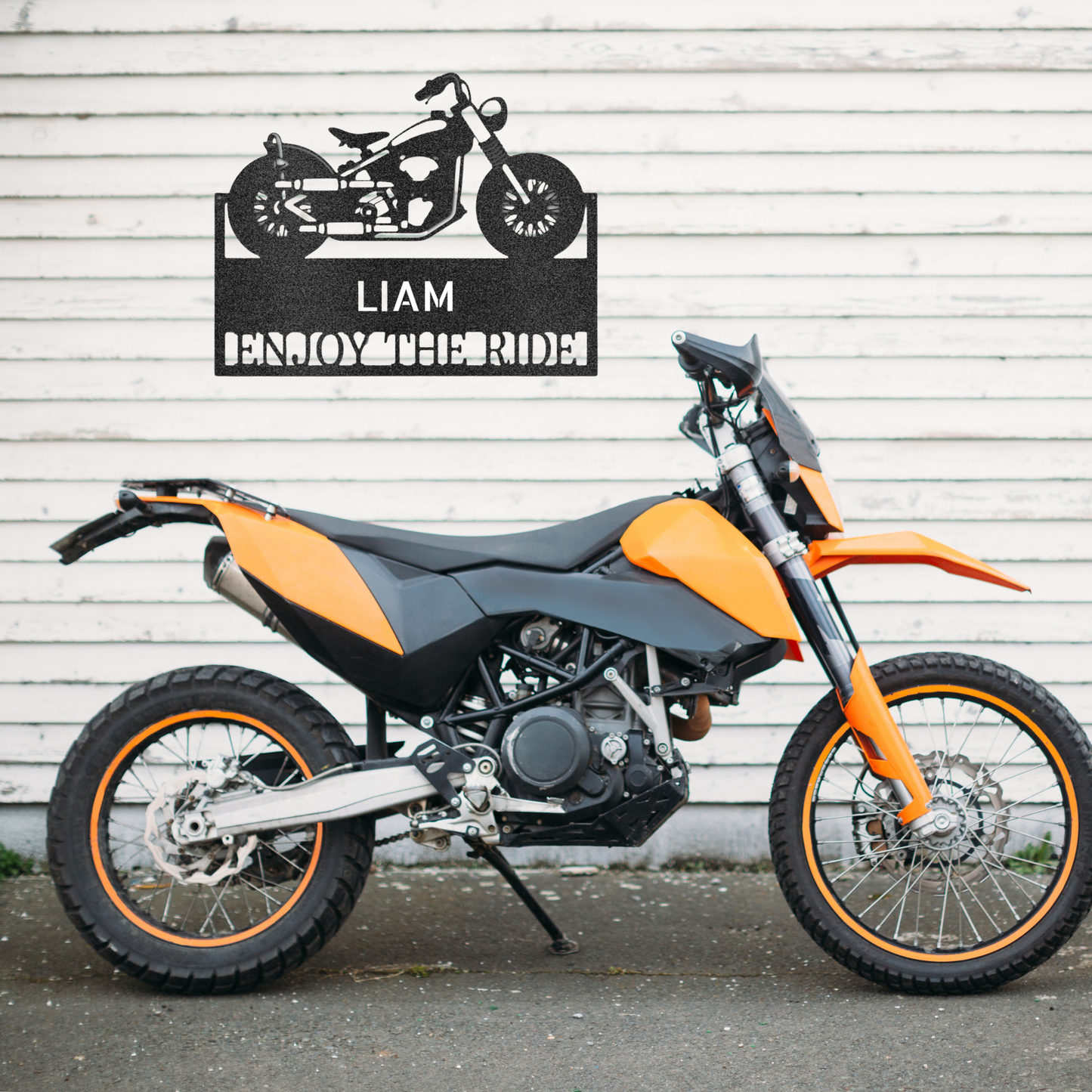 Motorcycle Sign - Enjoy the Ride - Bike Plaque Monogram - Born to be Wild - Gift for Biker, Gift for Rider, Bike Shop Sign