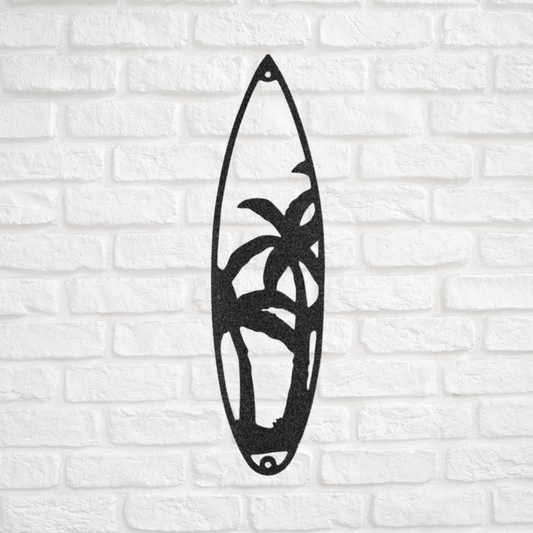 Surfboard with Palm Trees - Custom Metal Sign
