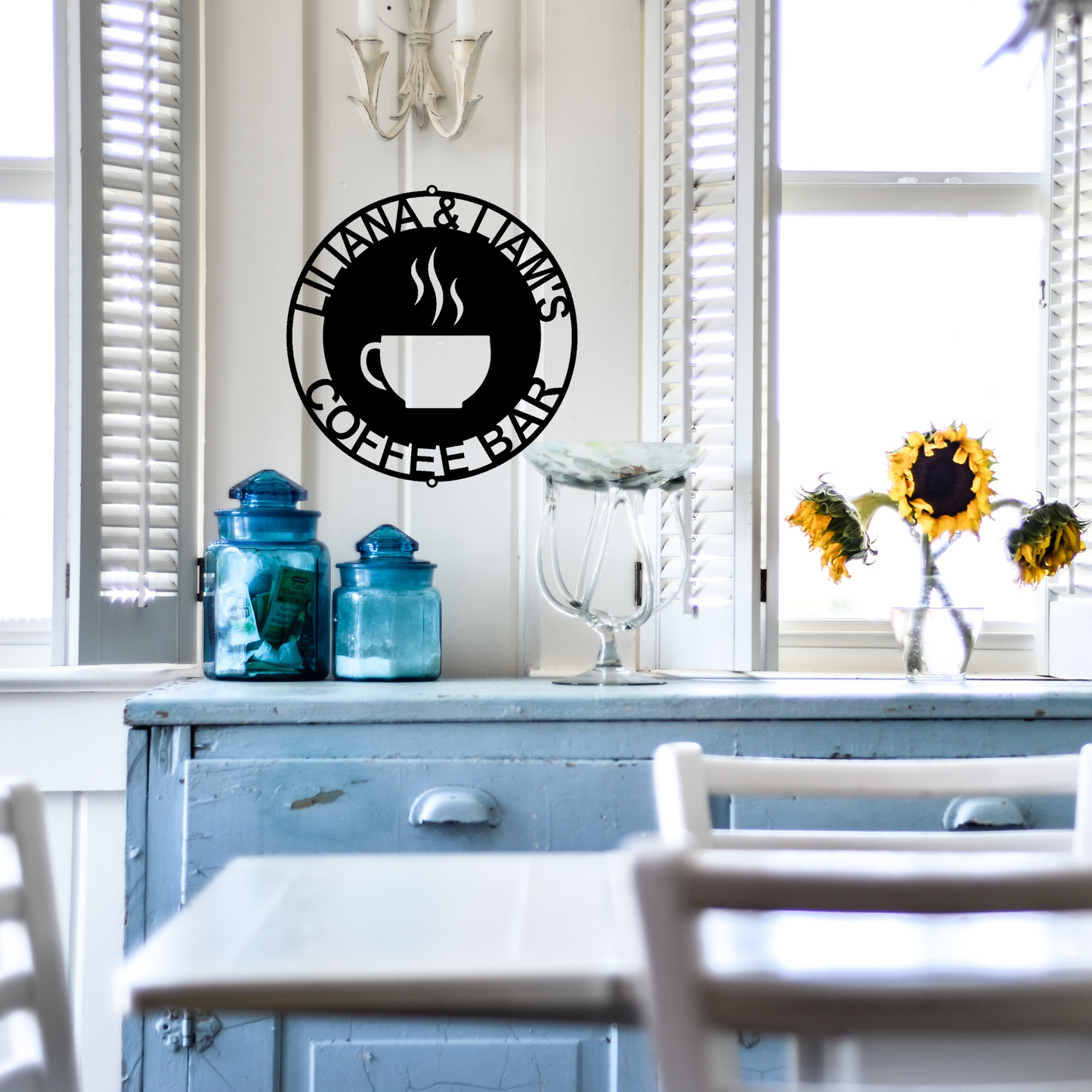 Coffee Bar Sign - Personalized Metal Sign - Coffee Mug Monogram