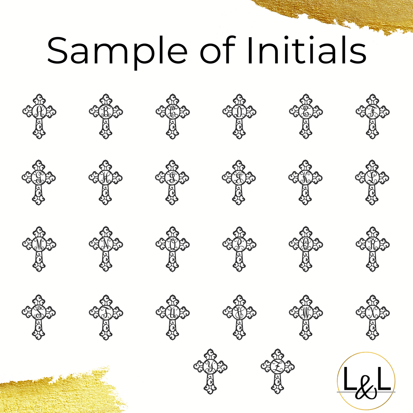 Personalized Cross with Initial Letter - Custom Metal Sign - Christian Metal Wall Art, Christian Artwork