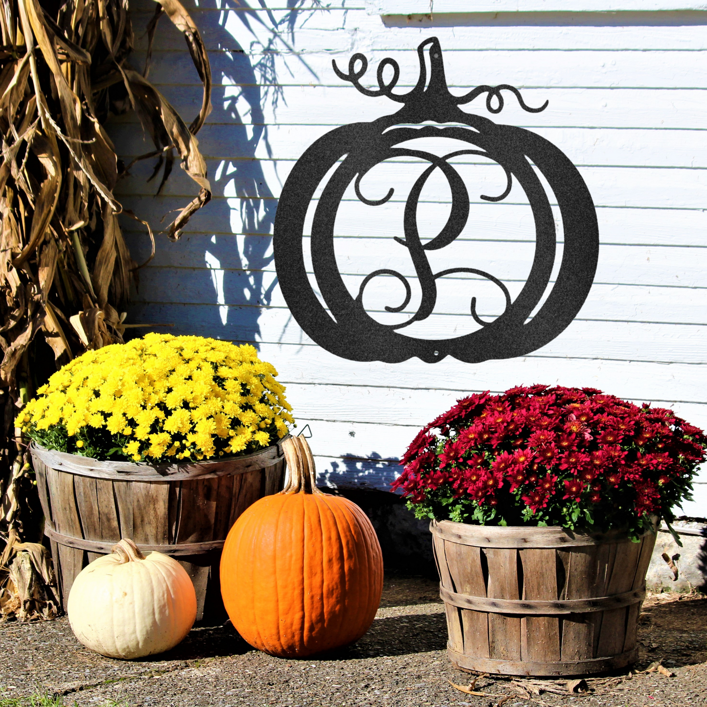 Personalized Fall Pumpkin Initial Sign, Metal Pumpkin Monogram, Fall Decor, Metal Name Sign, Fall Door Hanger, Custom Name Sign, Fall Wreath