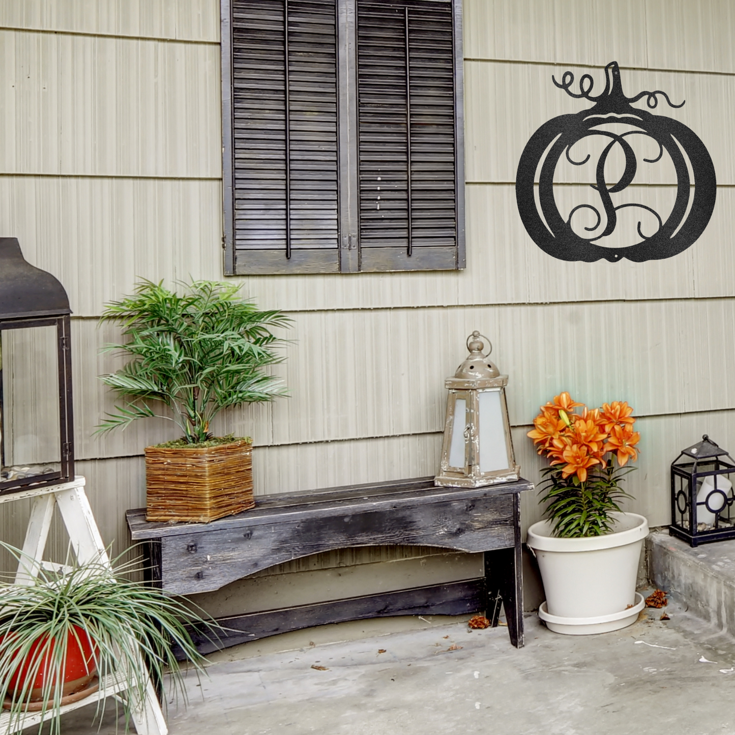 Personalized Fall Pumpkin Initial Sign, Metal Pumpkin Monogram, Fall Decor, Metal Name Sign, Fall Door Hanger, Custom Name Sign, Fall Wreath