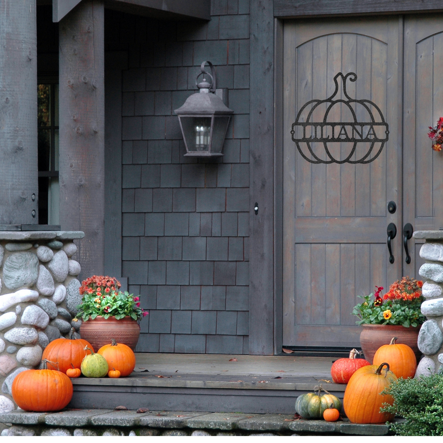 Personalized Fall Pumpkin Sign, Metal Pumpkin Monogram, Fall Decor, Metal Name Sign, Fall Door Hanger, Custom Name Sign, Fall Wreath