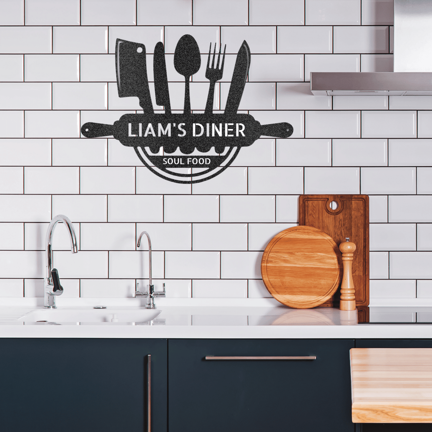 Personalized Kitchen Chef Metal Monogram Sign, Kitchen Art, Personalized Kitchen Sign, Kitchen Decor, Gift for Cook, Diner Decor