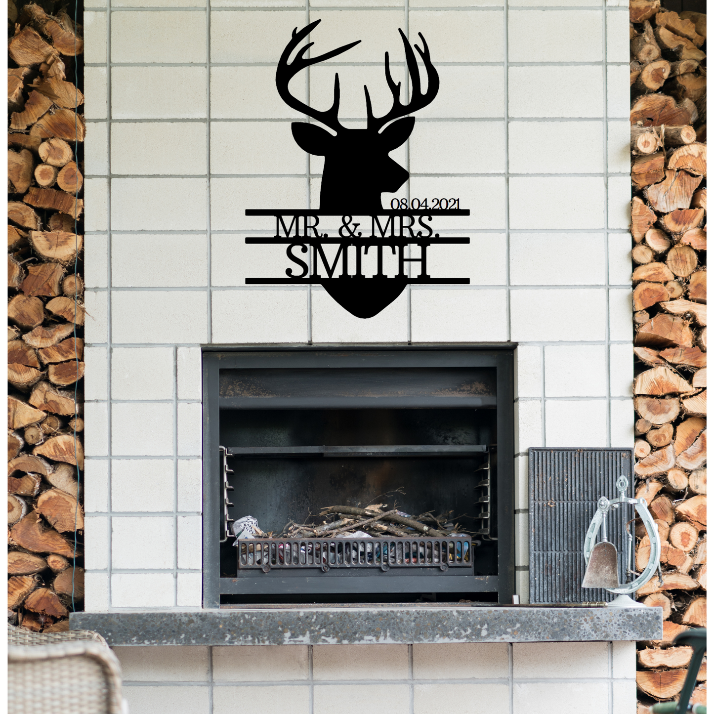 Personalized Mounted Buck - Metal Deer Sign, Personalized Hunting Metal Sign, Hunting Decor, Lake House Sign, Cabin Sign