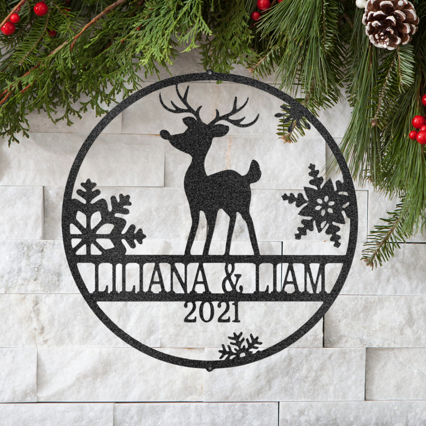 Personalized Rudolph Christmas Metal Wall Sign, Christmas Decor, Custom Holiday Decor, Custom Name Sign, Holiday Gift