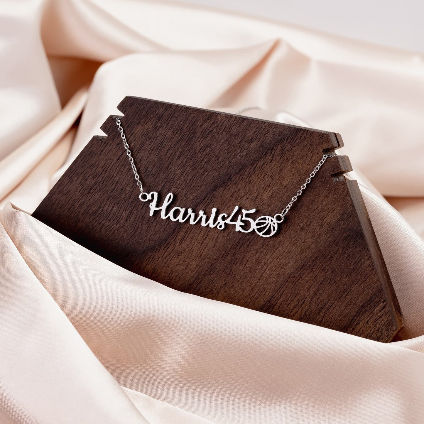 Sports Necklace + Basketball - Custom Name Necklace - Liliana and Liam
