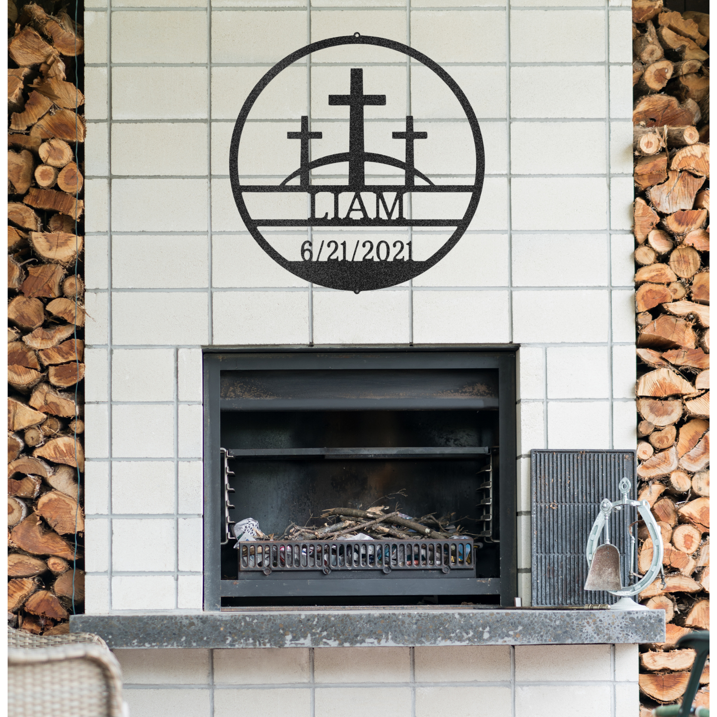 Three Crosses On A Hill - Custom Metal SIgn - Christian Metal Wall Art, Christian Decor