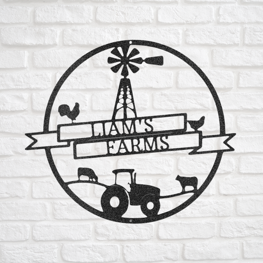 Classic Farm with Tractor - Custom Metal Farm Sign -  Classic Farm, Family Farm, Homestead Sign, Ranch Sign