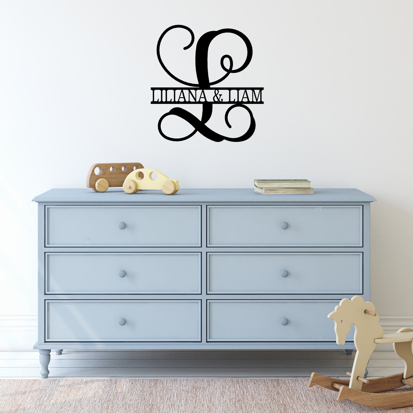 Fancy Split Initial Letter - Metal Sign, Family Name Sign, Initial Wall Decor, Front Porch Name Sign