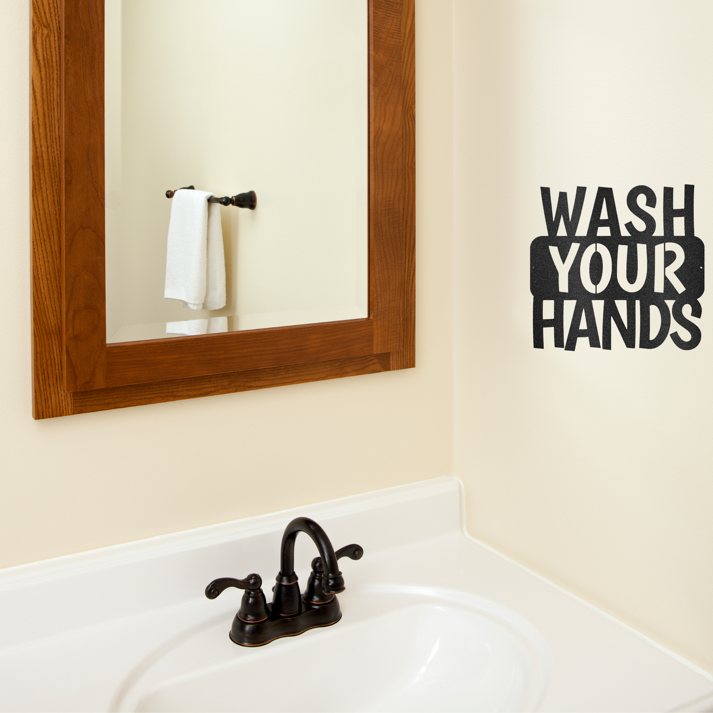 Wash Your Hands Quote, Bathroom sign, Modern bathroom, Farmhouse Decor, Custom Metal Sign, Indoor Outdoor Steel Wall Sign