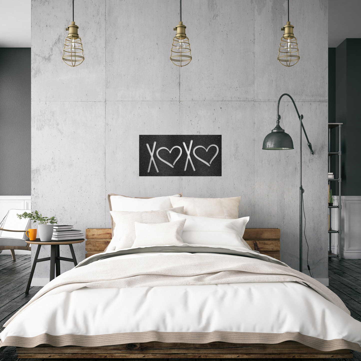 XOXO Sign, Farmhouse Metal Sign For Above Bed, Love Metal Sign, Wedding Gift Idea, Master Bedroom Wall Decor, Sign For Above Bed