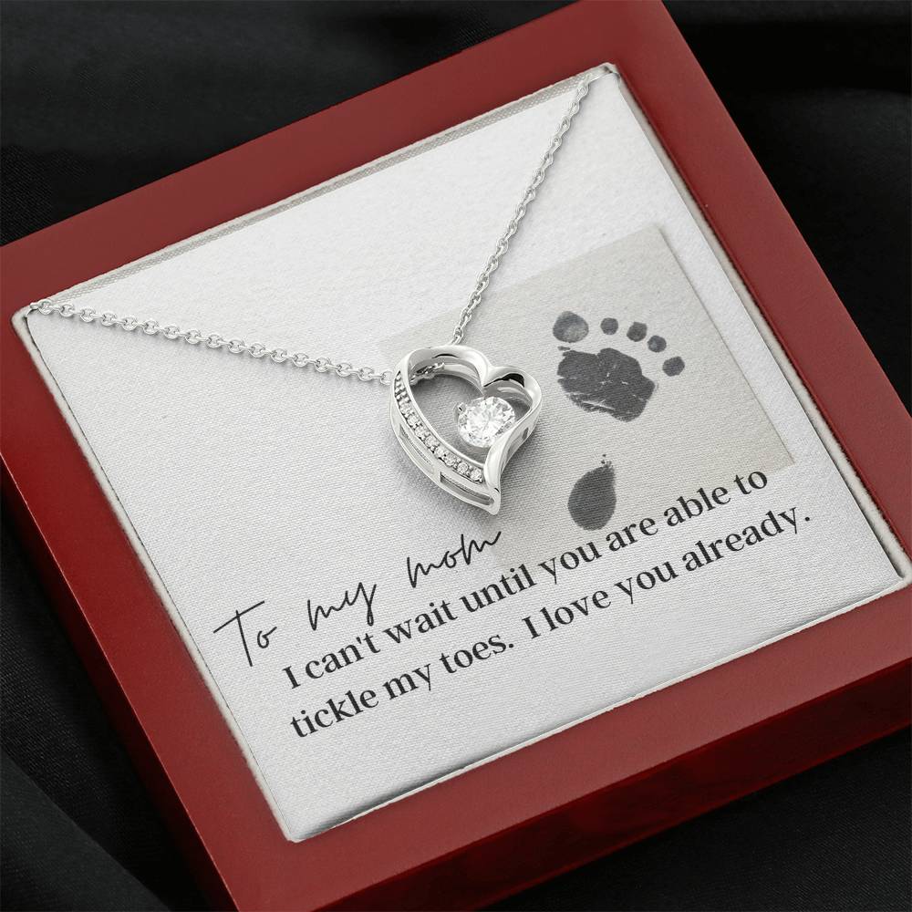 To an Expecting Mom - Heart Necklace - 14K White Gold Finish