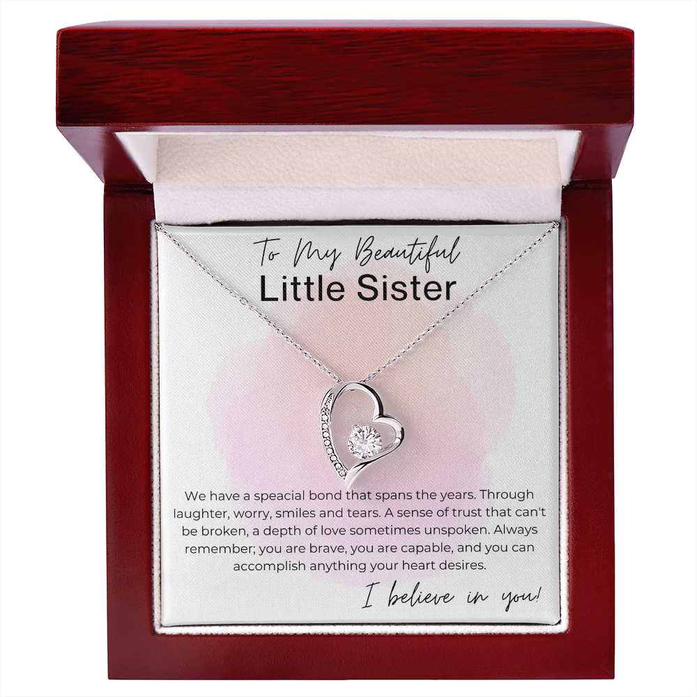 Our Special Bond - Gift for Little Sister - Heart Pendant Necklace